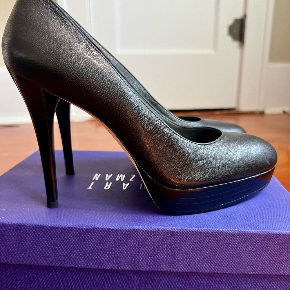 Stuart Weitzman Black Leather Heels